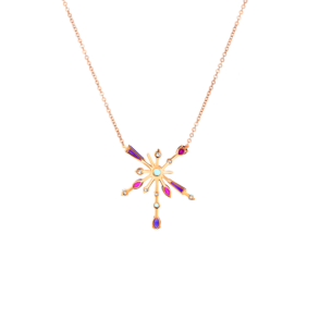 Fireworks Flare Semi Precious  Necklace in 18K Rose Gold