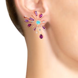 Fireworks Flare Semi Precious Stud Earrings in 18K Rose Gold