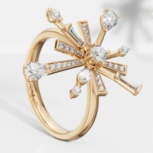 Fireworks Sparkles 18k Yellow Gold Diamond Ring