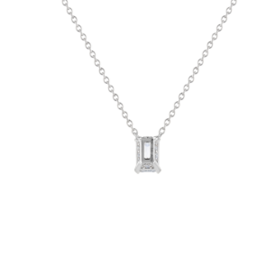 Gaia Emerald Diamond Pendant Chain In 18K White Gold