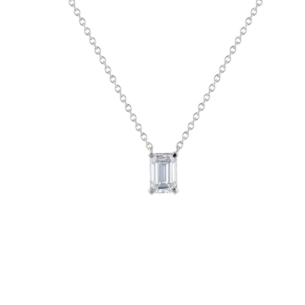 Gaia Emerald Diamond Pendant Chain In 18K White Gold