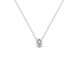 Gaia Oval Diamond Pendant Chain In 18K White Gold