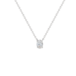 Gaia Oval Diamond Pendant Chain In 18K White Gold