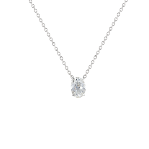 Gaia Oval 3Ct. Diamond Pendant Chain In 18K White  Gold