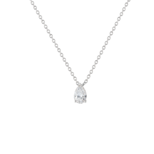 Gaia Pear Diamond Pendant Chain In 18K White Gold