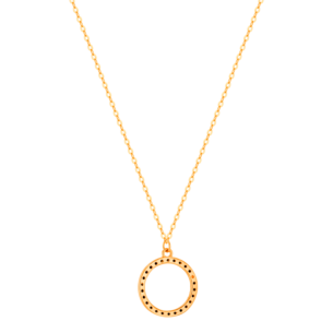 Giulia Small Circle Motif with Black Spinel Semi Precious Gemstones in 18K Rose Gold Necklace 