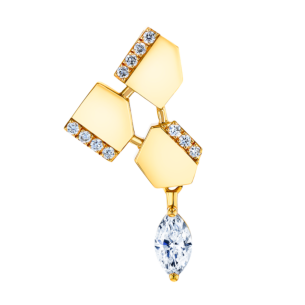 Glacial  Earring  in 18K Yellow Gold Studded  with Diamonds