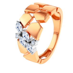 Glacial Ring  in 18K Rose  Gold Studded with Diamonds