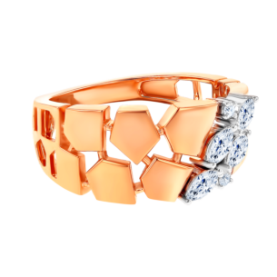 Glacial Ring  in 18K Rose  Gold Studded with Diamonds