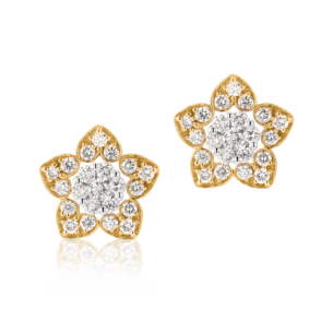 Heart To Heart Star Flower Earrings Yellow Gold 