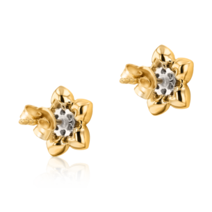 Heart To Heart Star Flower Earrings Yellow Gold 