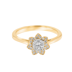 Heart To Heart Star Flower Ring Yellow Gold 