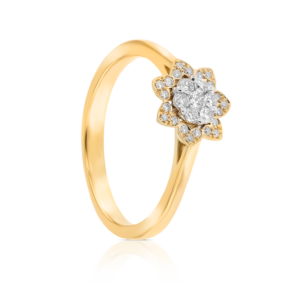 Heart To Heart Star Flower Ring Yellow Gold 