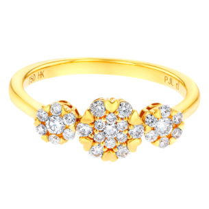 H2H  Ring  in 18K Yellow Gold Studded with  Diamonds