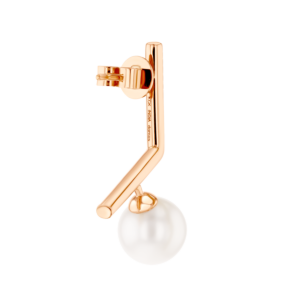 Kiku Glow Earrings in 18K Rose Gold With Two Freshwater Pearls on Bent Bar 