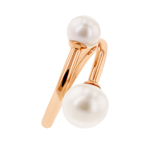 Kiku Glow Open Ring in 18K Rose Gold With Two Freshwater Pearls