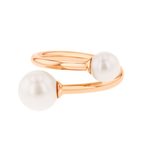 Kiku Glow Open Ring in 18K Rose Gold With Two Freshwater Pearls