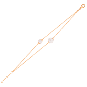 Kiku Glow Two Layered Bracelet in 18K Rose Gold With Two Freshwater Pearls