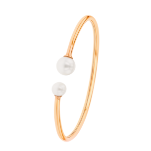 Kiku Glow Bangle in 18K Rose Gold With Two Freshwater Pearls