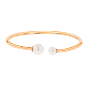 Kiku Glow Bangle in 18K Rose Gold With Two Freshwater Pearls