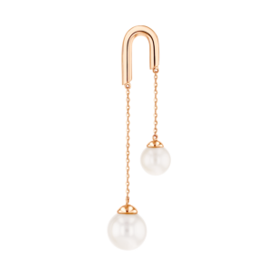 Kiku Glow Earrings in 18K Rose Gold With Two Freshwater Pearls on a Chain