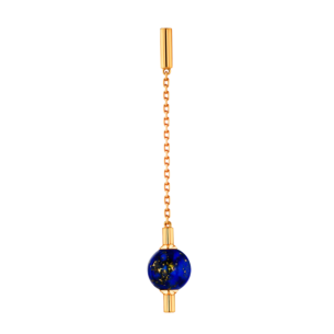 Kiku Glow Earrings in 18K Yellow Gold With a Lapiz Lazuli Stone on a Golden Chain