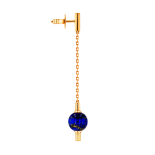 Kiku Glow Earrings in 18K Yellow Gold With a Lapiz Lazuli Stone on a Golden Chain