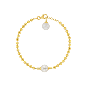 Kiku Glow Bracelet in 18K Yellow Gold With Two Freshwater Pearls on a Chain of Golden Beads