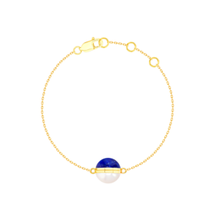 Kiku Glow Sphere Bracelet In 18K Yellow Gold With Freshwater Pearl and Lapis Lazuli Stone