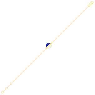 Kiku Glow Sphere Bracelet In 18K Yellow Gold With Freshwater Pearl and Lapis Lazuli Stone