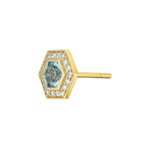 Kanzi Amulet 18k Yellow Gold Blue Topaz and Diamond Earrings