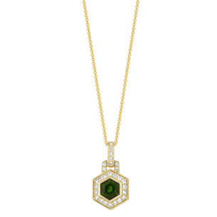 Kanzi Amulet 18k Yellow Gold Diopside and Diamond Necklace