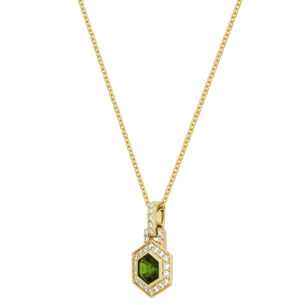 Kanzi Amulet 18k Yellow Gold Diopside and Diamond Necklace