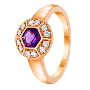 Kanzi Ring in 18K Rose Gold and studded with Purple Amethyst