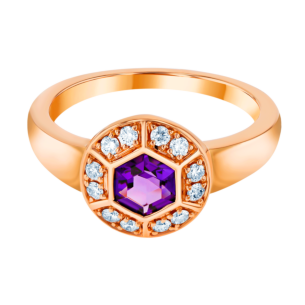 Kanzi Ring in 18K Rose Gold and studded with Purple Amethyst