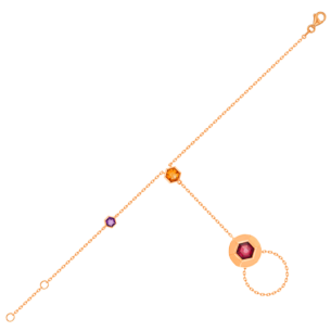 Kanzi Panja in 18K Rose Gold and studded with Raspberry Rhodolite Orange Citrine,
and Purple Amethyst