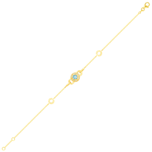 Kanzi Bracelet In 18K Yellow Gold And Studded With Blue Topaz And Diamond