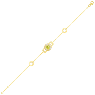 Kanzi Bracelet In 18K Yellow Gold And Studded With Green Peridot And Diamond