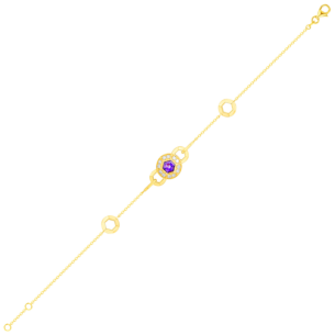 Kanzi Bracelet In 18K Yellow Gold And Studded With Purple Amethyst And Diamond