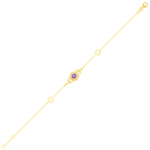 Kanzi Bracelet In 18K Yellow Gold And Studded With Purple Amethyst And Diamond