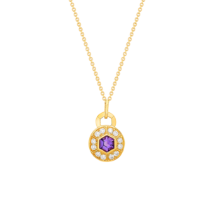 Kanzi Necklace In 18K Yellow Gold And Studded With Purple Amethyst And Diamond