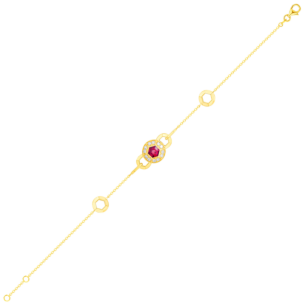 Kanzi Bracelet In 18K Yellow Gold And Studded With Raspberry Rhodolite And Diamond