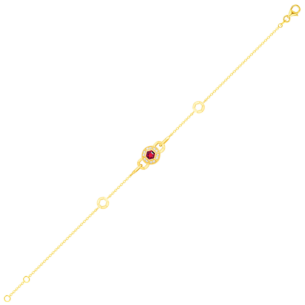 Kanzi Bracelet In 18K Yellow Gold And Studded With Pink Tourmaline And Diamond