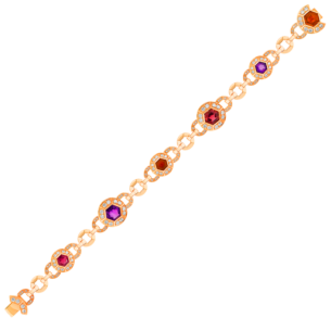 Kanzi Bracelet in 18K Rose Gold and studded with Amethyst, Citrine,
and Pink Tourmaline