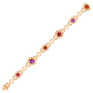 Kanzi Bracelet in 18K Rose Gold and studded with Amethyst, Citrine,
and Pink Tourmaline