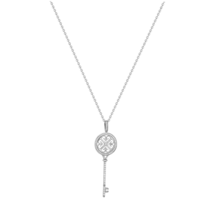 Lace Key 18k White Gold Diamond Necklace