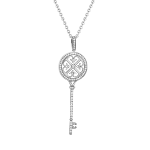 Lace Key 18k White Gold Diamond Necklace