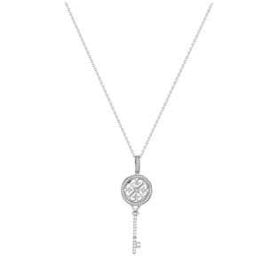 Lace Key 18k White Gold Diamond Necklace