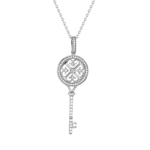 Lace Key 18k White Gold Diamond Necklace