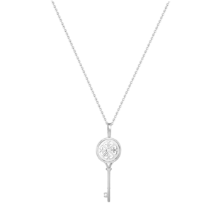 Lace Key 18k White Gold Diamond Necklace